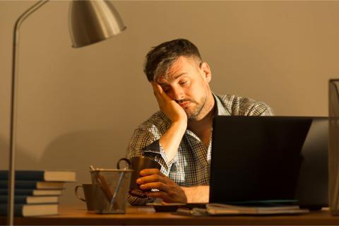 Man falling asleep